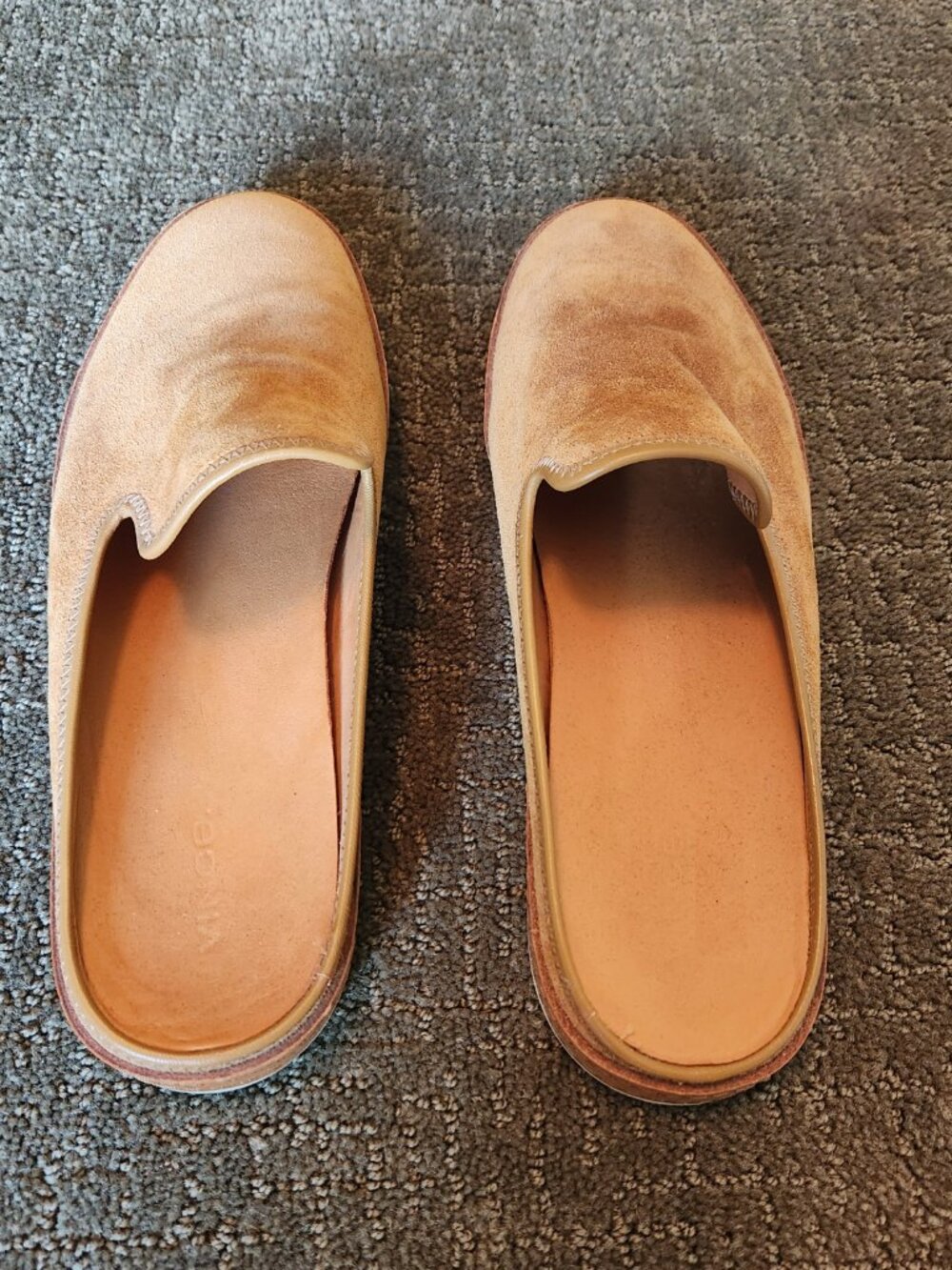 VINCE Caramel Brown Suede Slip-on Mules Sneakers Size US 10 / EUR 40 - Picture 6 of 8